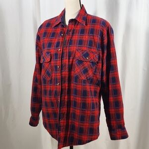 Vintage Outdoor Exxhange Insulated Red Blue Plaid Flannel Shirt Size M